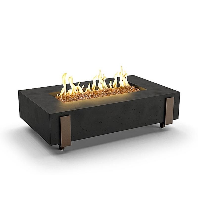 American Fyre Design - 16 1/2 Inch Rectangle Iron Saddle Fire Table, Black Lava, Natural Gas-United Backyard