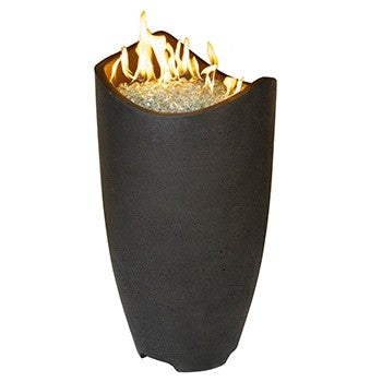 American Fyre Design - 20 Inch Wave Fire Urn with Door, Black Lava, Propane Gas, With Access-United Backyard