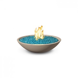 American Fyre Design - 24 Inch Marseille Round Fire Bowl, Cafe Blanco, Propane Gas-United Backyard