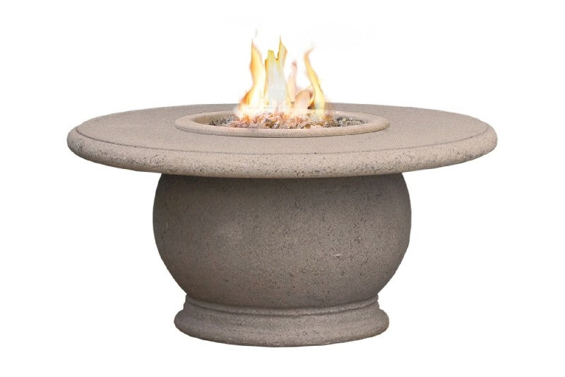 American Fyre Design - 24 Inch Round Amphora Fire Table with Concrete Table Top, Cafe Blanco, Natural Gas-United Backyard