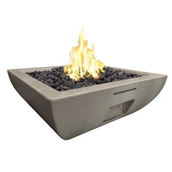 American Fyre Design - 36 Inch Bordeaux Square Fire Bowl, Black Lava, Natural Gas-United Backyard