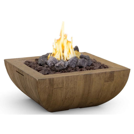 American Fyre Design - 36" Reclaimed Wood Bordeaux Square Gas Fire Bowl-United Backyard