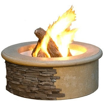 American Fyre Design - 39 Inch Round Contractor's Model Fire Pit, Cafe Blanco, Propane Gas-United Backyard