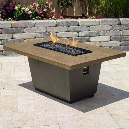 American Fyre Design - 54" Reclaimed Wood Cosmopolitan Rectangle Gas Fire Table-United Backyard