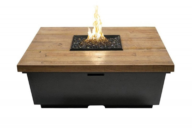 American Fyre Design - Reclaimed Wood 15 1/2 Inch Contempo Square Fire Table, Silver Pine, Natural Gas-United Backyard