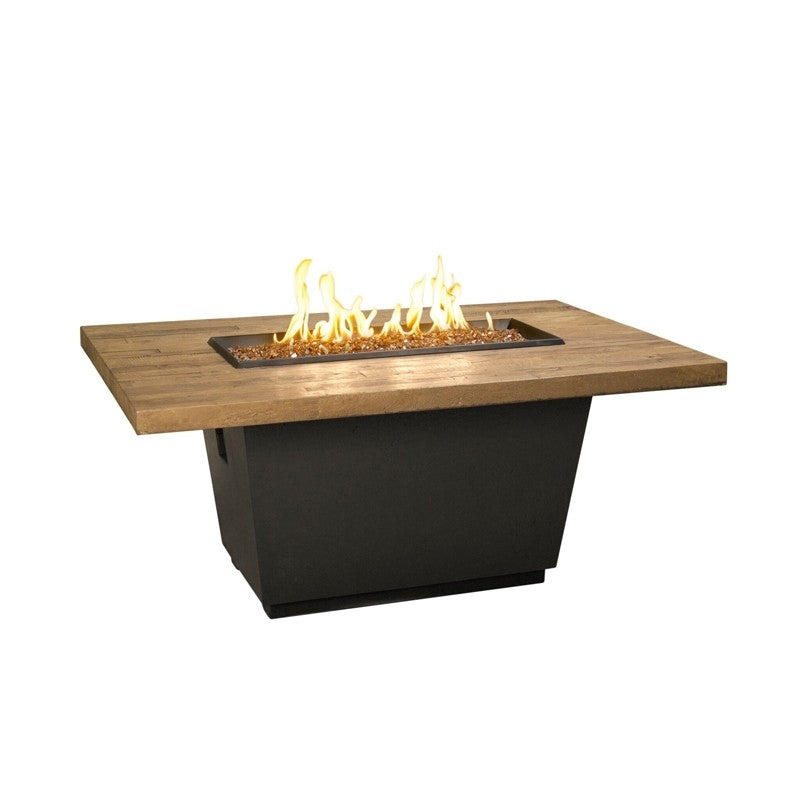 American Fyre Design - Reclaimed Wood 24 Inch Cosmo Rectangle Fire Table, French Barrel Oak, Propane Gas-United Backyard