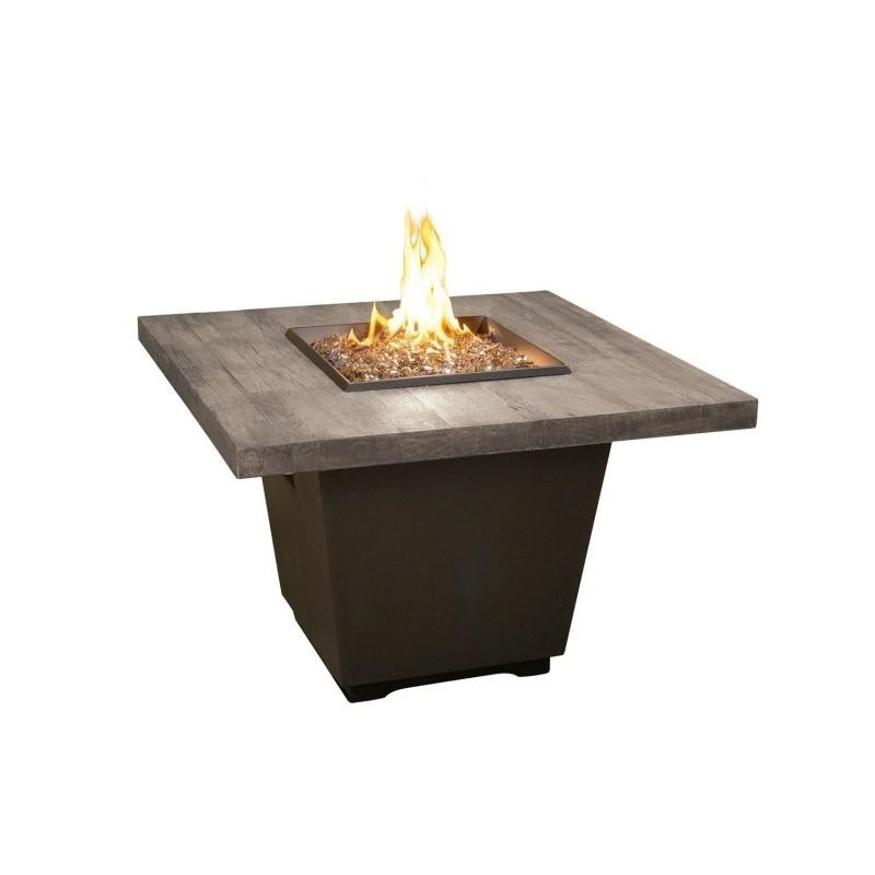 American Fyre Design - Reclaimed Wood 24 Inch Cosmo Square Fire Table, French Barrel Oak, Propane Gas-United Backyard