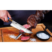 Brazilian Flame - 10" Rumpsteak Traditional Set Stainless Steel 3mm Knife + Sharpener - Picanha Set Blue-United Backyard