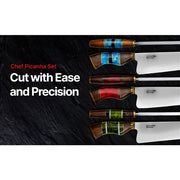 Brazilian Flame - 10" Rumpsteak Traditional Set Stainless Steel 3mm Knife + Sharpener - Picanha Set Green-United Backyard