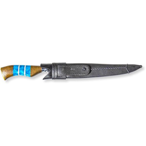 Brazilian Flame - 10" Traditional Line Forged Gross Stainls Steel Knife 5mm w/Leather Case - Luxor Blue-United Backyard