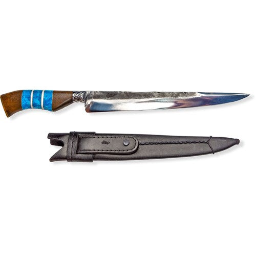 Brazilian Flame - 10" Traditional Line Forged Gross Stainls Steel Knife 5mm w/Leather Case - Luxor Blue-United Backyard