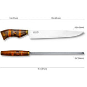 Brazilian Flame - 10" Traditional Line Stainless Steel Knife 3mm with Sharpener and w/Case - Ribs Set Yellow-United Backyard