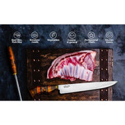 Brazilian Flame - 10" Traditional Line Stainless Steel Knife 3mm with Sharpener and w/Case - Ribs Set Yellow-United Backyard
