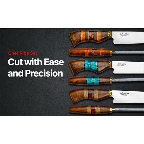 Brazilian Flame - 10" Traditional Line Stainless Steel Knife 3mm with Sharpener and w/Case - Ribs Set Yellow-United Backyard