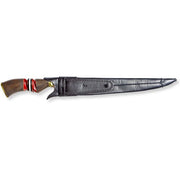 Brazilian Flame - 12" Traditional Line Stainless Steel Knife 5mm with Wooden Handle w/Case - Versatile Red-United Backyard