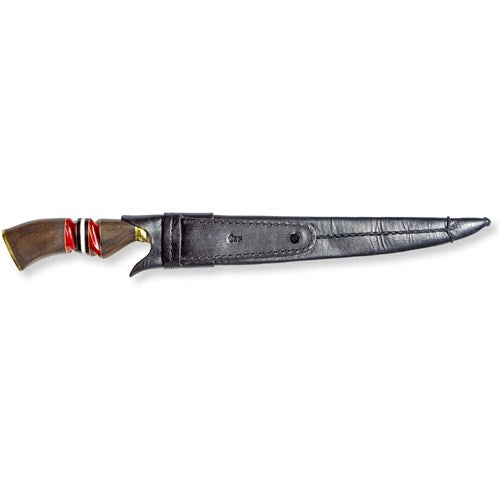 Brazilian Flame - 12" Traditional Line Stainless Steel Knife 5mm with Wooden Handle w/Case - Versatile Red-United Backyard