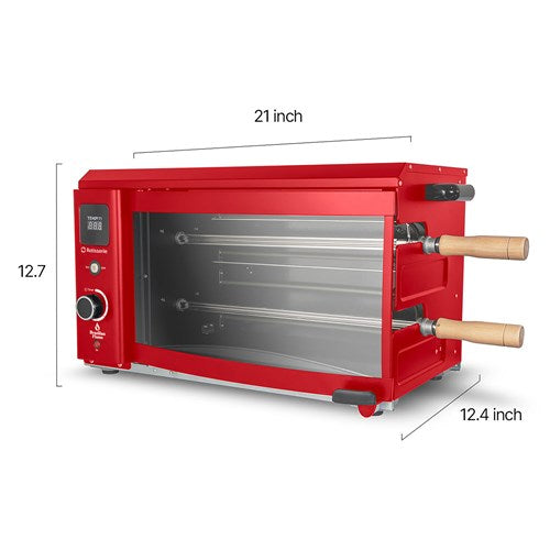 Brazilian Flame - Electric Rotisserie Brazilian Grill, 2 Skewer Unit - Red-United Backyard