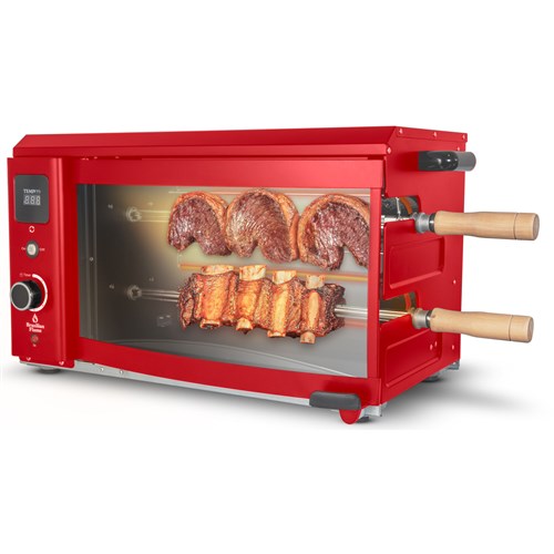 Brazilian Flame - Electric Rotisserie Brazilian Grill, 2 Skewer Unit - Red-United Backyard