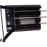 Brazilian Flame - Gas Rotisserie Brazilian Grill, 3 Skewer Unit, No Upper Tray - Black-United Backyard