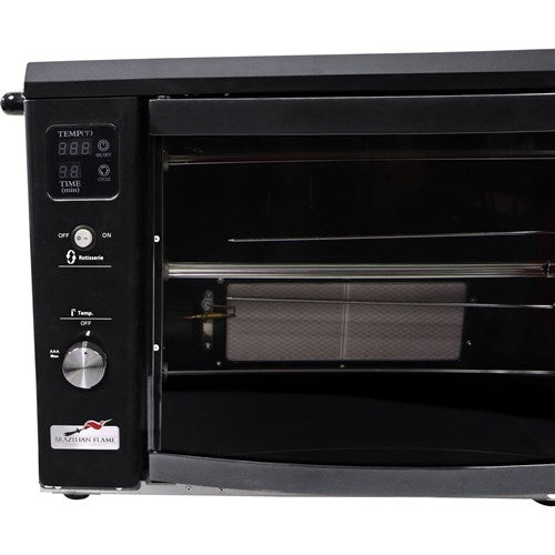 Brazilian Flame - Gas Rotisserie Brazilian Grill, 3 Skewer Unit, No Upper Tray - Black-United Backyard