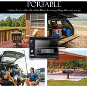 Brazilian Flame - Gas Rotisserie Brazilian Grill, 3 Skewer Unit, No Upper Tray - Black-United Backyard