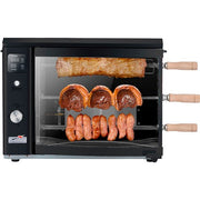 Brazilian Flame - Gas Rotisserie Brazilian Grill, 3 Skewer Unit, No Upper Tray - Black-United Backyard