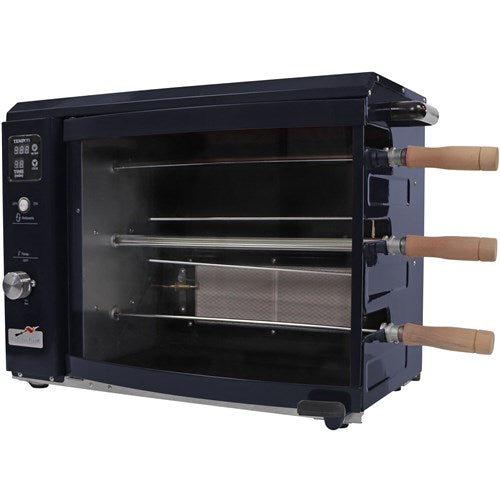 Brazilian Flame - Gas Rotisserie Brazilian Grill, 3 Skewer Unit, No Upper Tray - Black-United Backyard