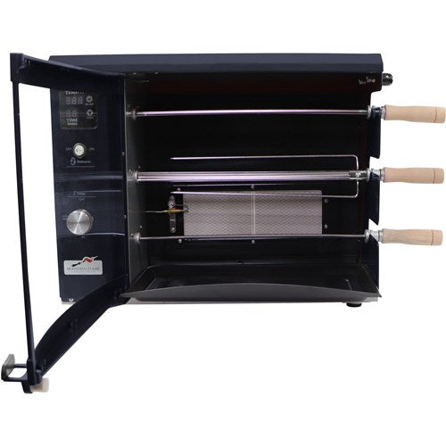 Brazilian Flame - Gas Rotisserie Brazilian Grill, 3 Skewer Unit, No Upper Tray - Black-United Backyard