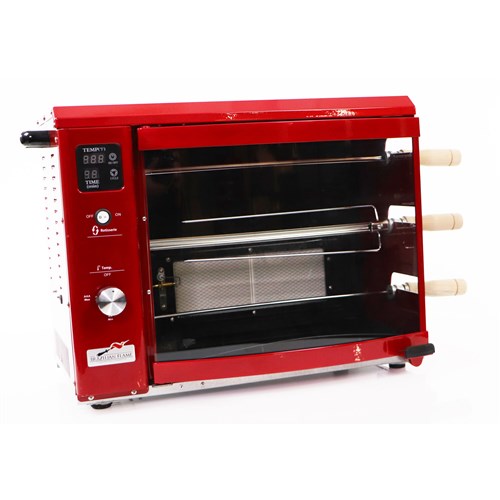 Brazilian Flame - Gas Rotisserie Brazilian Grill, 3 Skewer Unit, No Upper Tray - Red-United Backyard