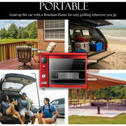 Brazilian Flame - Gas Rotisserie Brazilian Grill, 3 Skewer Unit, No Upper Tray - Red-United Backyard