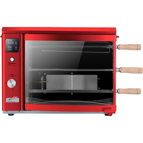 Brazilian Flame - Gas Rotisserie Brazilian Grill, 3 Skewer Unit, No Upper Tray - Red-United Backyard