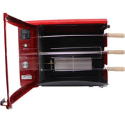 Brazilian Flame - Gas Rotisserie Brazilian Grill, 3 Skewer Unit, No Upper Tray - Red-United Backyard