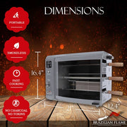 Brazilian Flame - Gas Rotisserie Brazilian Grill, 3 Skewer Unit, No Upper Tray - Silver-United Backyard