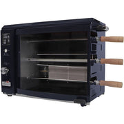 Brazilian Flame - Gas Rotisserie Brazilian Grill, 3 Skewer Unit, Upper Tray INCLUDED - Black-United Backyard