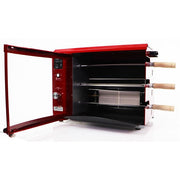 Brazilian Flame - Gas Rotisserie Brazilian Grill, 3 Skewer Unit, Upper Tray INCLUDED - Red-United Backyard