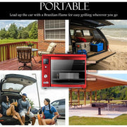 Brazilian Flame - Gas Rotisserie Brazilian Grill, 3 Skewer Unit, Upper Tray INCLUDED - Red-United Backyard