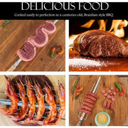 Brazilian Flame - Gas Rotisserie Brazilian Grill, 3 Skewer Unit, Upper Tray INCLUDED - Red-United Backyard