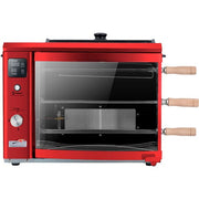 Brazilian Flame - Gas Rotisserie Brazilian Grill, 3 Skewer Unit, Upper Tray INCLUDED - Red-United Backyard