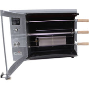 Brazilian Flame - Gas Rotisserie Brazilian Grill, 3 Skewer Unit, Upper Tray INCLUDED - Silver-United Backyard
