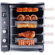 Brazilian Flame - Gas Rotisserie Brazilian Grill, 5 Skewer Unit, No Upper Tray - Black-United Backyard