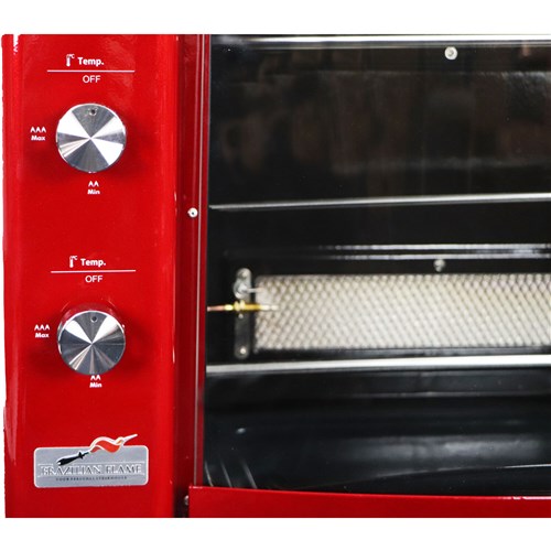 Brazilian Flame - Gas Rotisserie Brazilian Grill, 5 Skewer Unit, No Upper Tray - Red-United Backyard