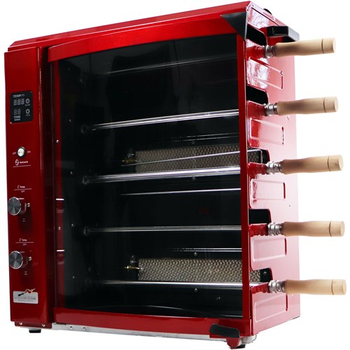 Brazilian Flame - Gas Rotisserie Brazilian Grill, 5 Skewer Unit, No Upper Tray - Red-United Backyard