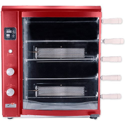 Brazilian Flame - Gas Rotisserie Brazilian Grill, 5 Skewer Unit, No Upper Tray - Red-United Backyard