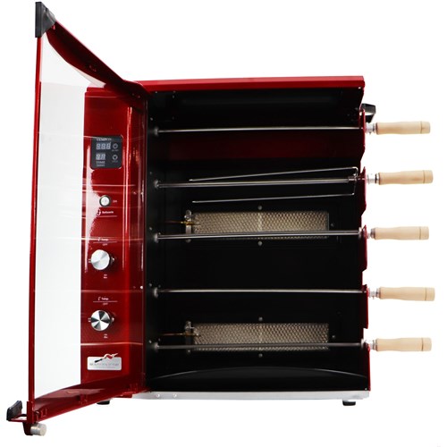 Brazilian Flame - Gas Rotisserie Brazilian Grill, 5 Skewer Unit, No Upper Tray - Red-United Backyard