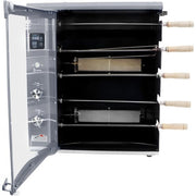 Brazilian Flame - Gas Rotisserie Brazilian Grill, 5 Skewer Unit, No Upper Tray - Silver-United Backyard