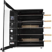 Brazilian Flame - Gas Rotisserie Brazilian Grill, 5 Skewer Unit, Upper Tray INCLUDED - Black-United Backyard