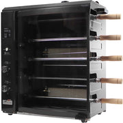 Brazilian Flame - Gas Rotisserie Brazilian Grill, 5 Skewer Unit, Upper Tray INCLUDED - Black-United Backyard