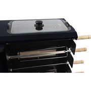 Brazilian Flame - Gas Rotisserie Brazilian Grill, 5 Skewer Unit, Upper Tray INCLUDED - Black-United Backyard
