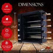 Brazilian Flame - Gas Rotisserie Brazilian Grill, 5 Skewer Unit, Upper Tray INCLUDED - Black-United Backyard
