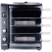 Brazilian Flame - Gas Rotisserie Brazilian Grill, 5 Skewer Unit, Upper Tray INCLUDED - Black-United Backyard